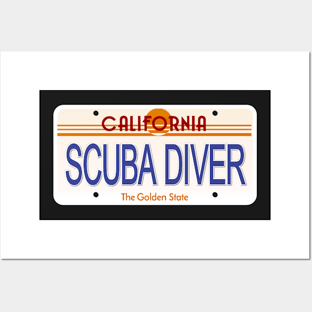 Scuba Diver California State License Plate Wall Art by Mel's Designs